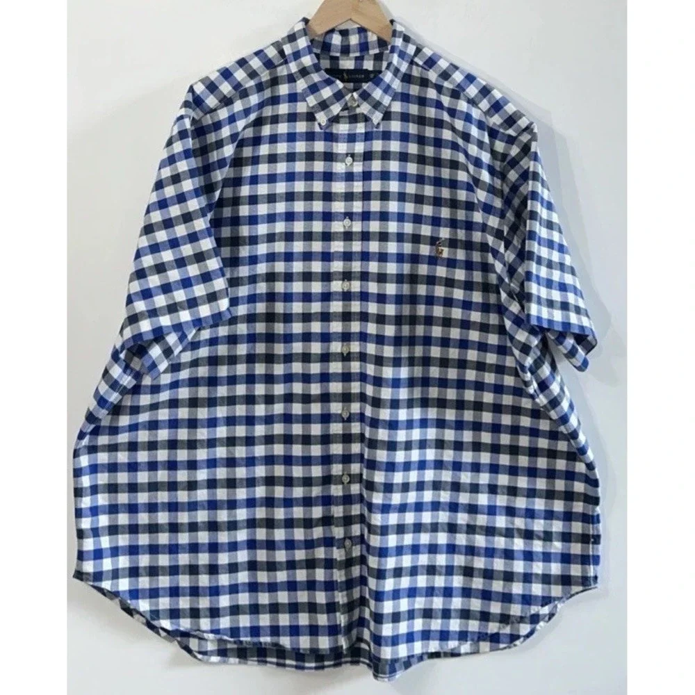 Mens Polo Ralph Lauren Big & Tall Gingham Check Short Sleeve Shirt Sz 2XB